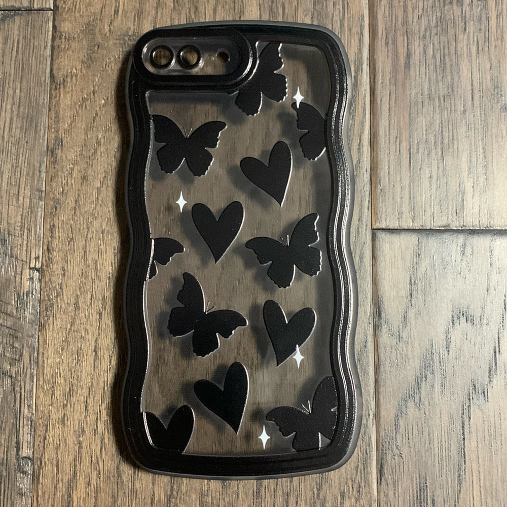 Black butterfly clear iPhone 8 Plus phone case
